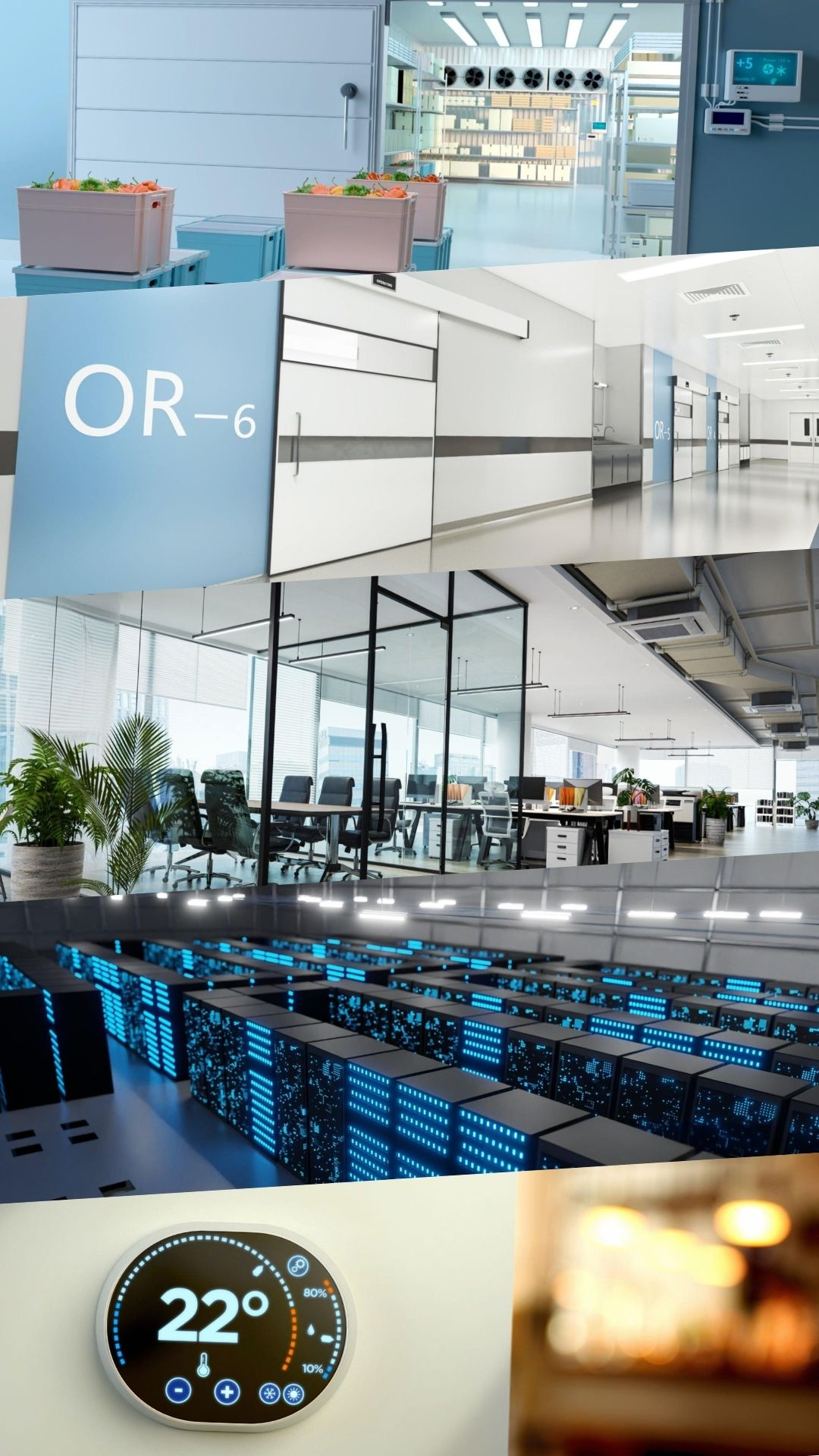 Panoramic view of a modern smart office interior hallway
